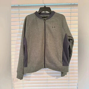 Under Armour Women’s Heather Gray Cold Gear Bomber Full Zip‎ Jacket Size Large
